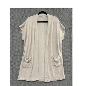 Barefoot Dreams Cardigan Sweater Cozy Chic Ultra Lite Sleeveless XL Beige